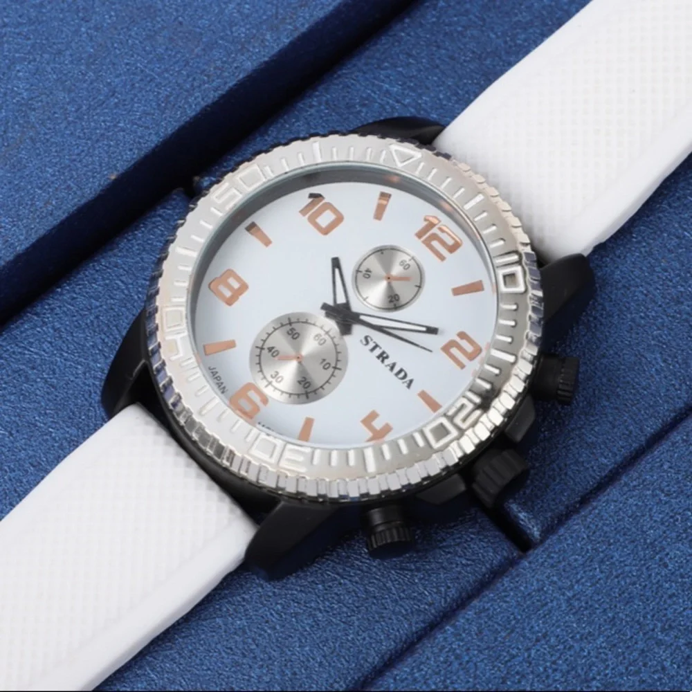 Watch with White Silicone Strap